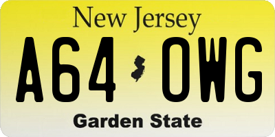 NJ license plate A64OWG