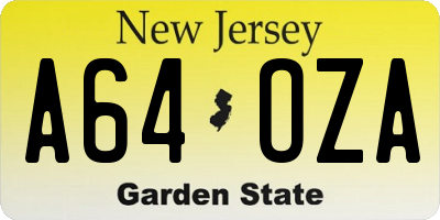 NJ license plate A64OZA