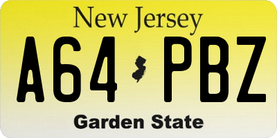 NJ license plate A64PBZ
