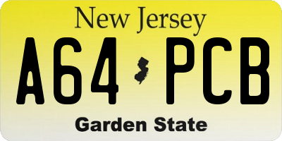 NJ license plate A64PCB