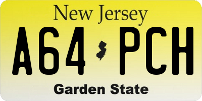NJ license plate A64PCH