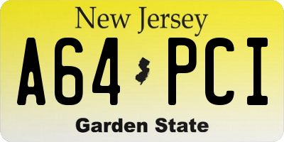 NJ license plate A64PCI