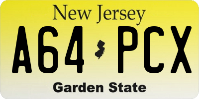 NJ license plate A64PCX