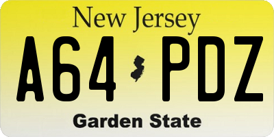NJ license plate A64PDZ