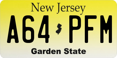 NJ license plate A64PFM