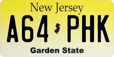 NJ license plate A64PHK