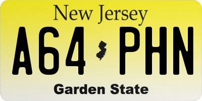 NJ license plate A64PHN