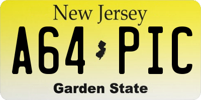 NJ license plate A64PIC
