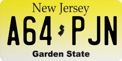 NJ license plate A64PJN