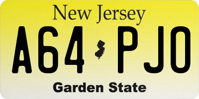 NJ license plate A64PJO