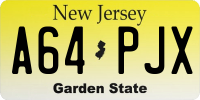 NJ license plate A64PJX