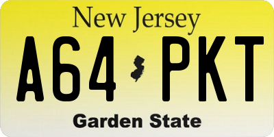 NJ license plate A64PKT