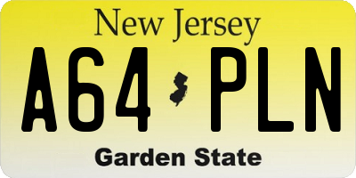 NJ license plate A64PLN