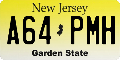 NJ license plate A64PMH