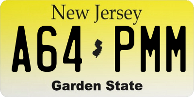 NJ license plate A64PMM
