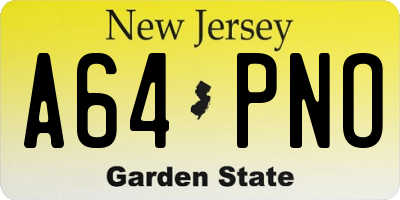 NJ license plate A64PNO