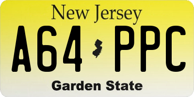 NJ license plate A64PPC