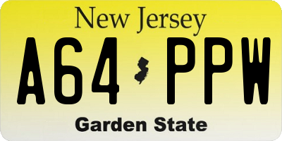 NJ license plate A64PPW