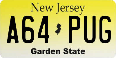 NJ license plate A64PUG