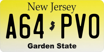 NJ license plate A64PVO