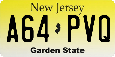 NJ license plate A64PVQ