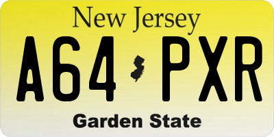 NJ license plate A64PXR