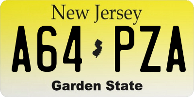 NJ license plate A64PZA