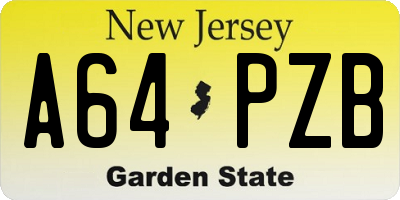 NJ license plate A64PZB