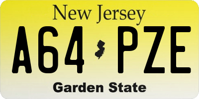 NJ license plate A64PZE