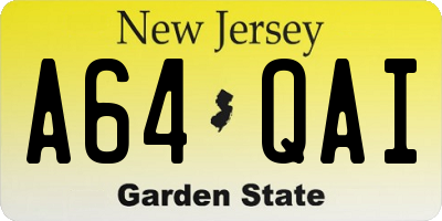 NJ license plate A64QAI