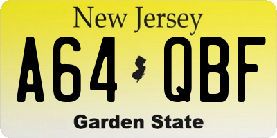 NJ license plate A64QBF