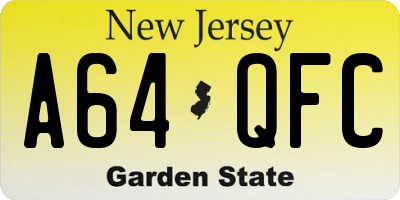 NJ license plate A64QFC
