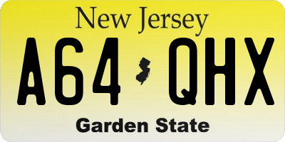 NJ license plate A64QHX