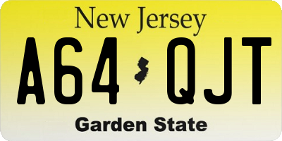 NJ license plate A64QJT