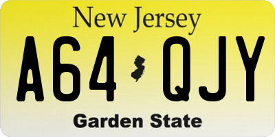 NJ license plate A64QJY