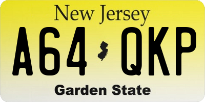 NJ license plate A64QKP