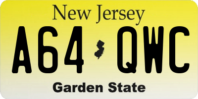NJ license plate A64QWC