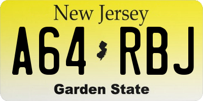 NJ license plate A64RBJ