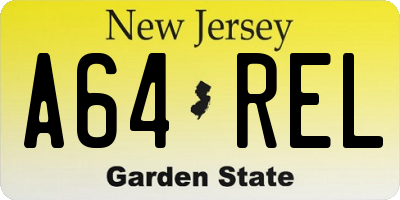 NJ license plate A64REL