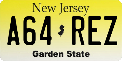 NJ license plate A64REZ