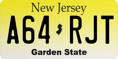 NJ license plate A64RJT