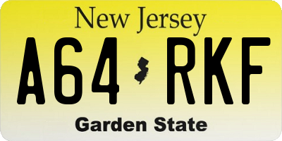 NJ license plate A64RKF
