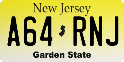 NJ license plate A64RNJ