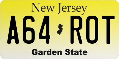 NJ license plate A64ROT