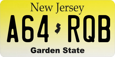NJ license plate A64RQB