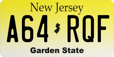 NJ license plate A64RQF