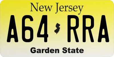 NJ license plate A64RRA