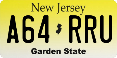NJ license plate A64RRU