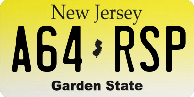 NJ license plate A64RSP