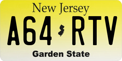 NJ license plate A64RTV